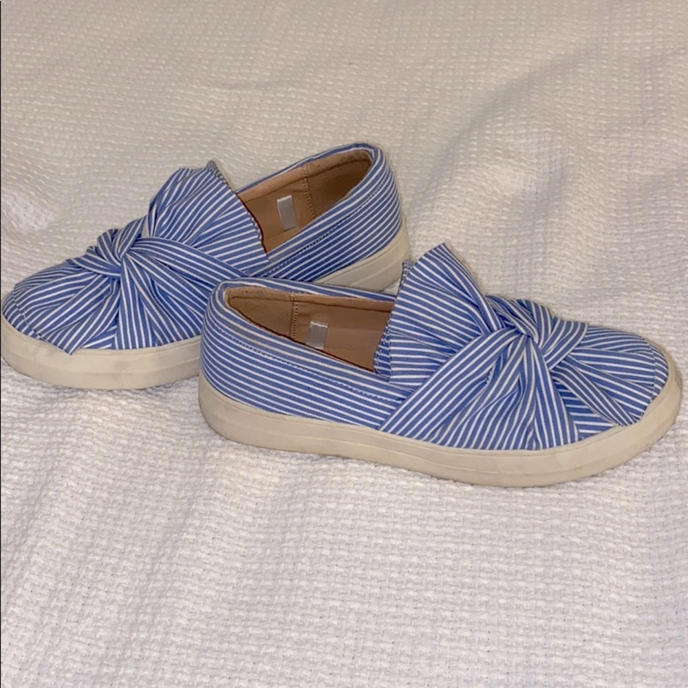 White and Blue Bow Shoes